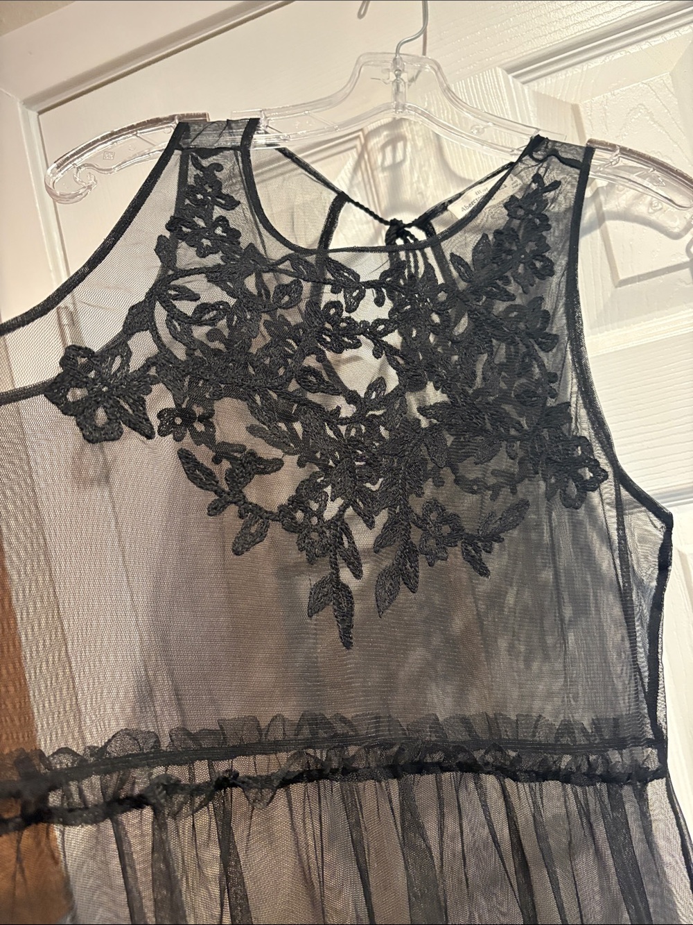 Abercrombie & Fitch Black Sheer Lace Babydoll Dress - Picture 3 of 6